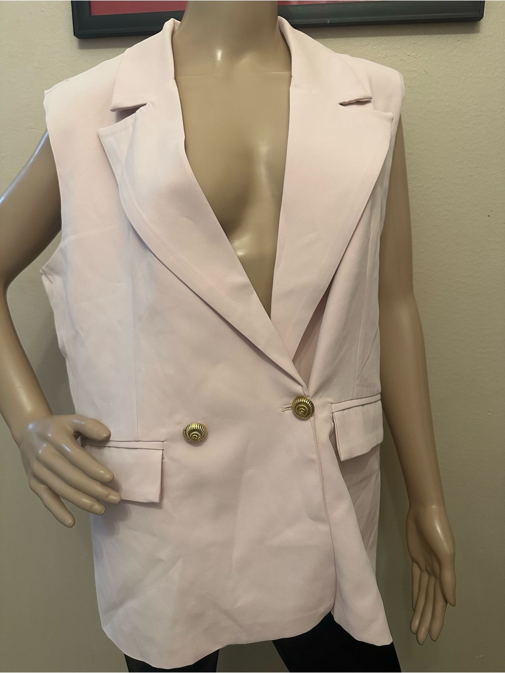 CE MORE Light Pink Sleeveless Double-Breasted Blazer Vest - Size M (NWT)